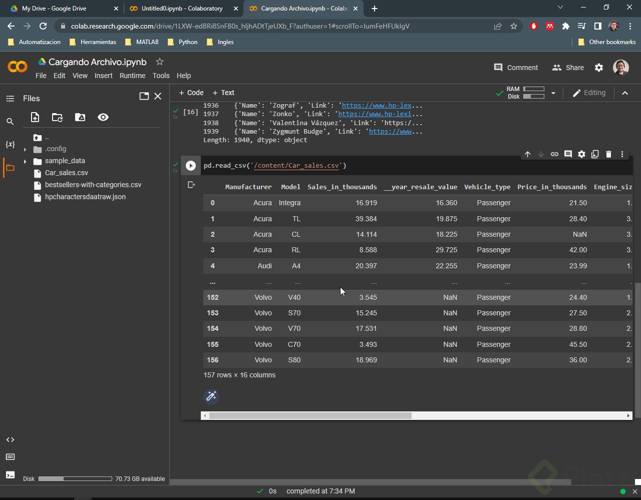 Leer Archivos Csv Y Json Con Pandas Platzi 4637